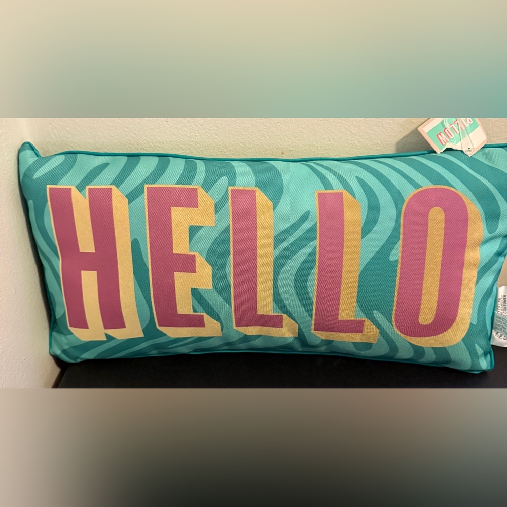 Colorful Decorative Pillow with Bold Lettering NWT